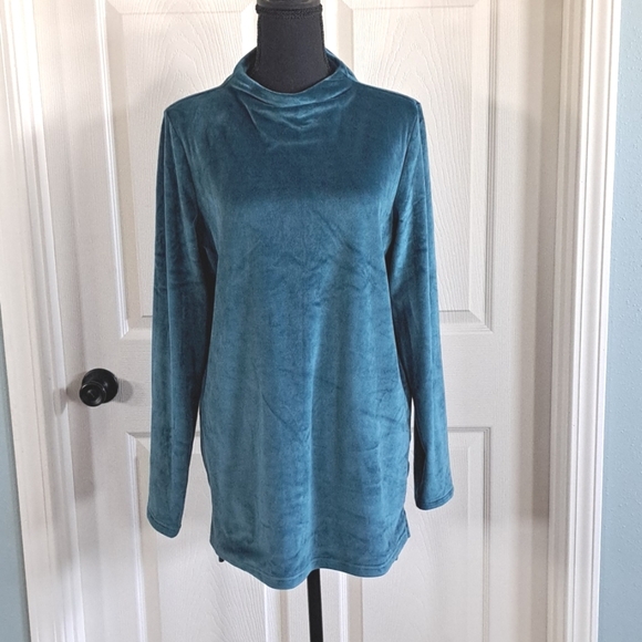 Lands' End Longsleeve Oversized Fleece Mockneck Very Soft Pajama Top Pullover - Picture 1 of 7